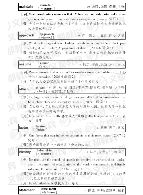 2011年四级考试大纲词汇:大于16次小于20次 2