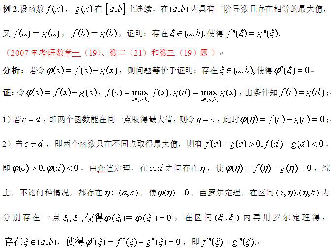 2015考研数学:如何利用罗尔中值定理进行证明