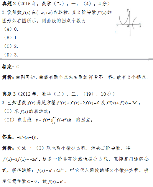 2017考研数学(二)中如何求函数图形的拐点？