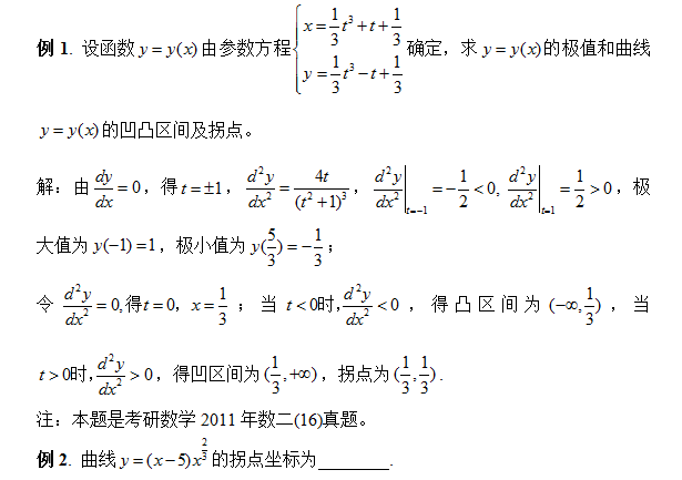 2018考研数学复习：曲线凹凸性及拐点典型题型分析