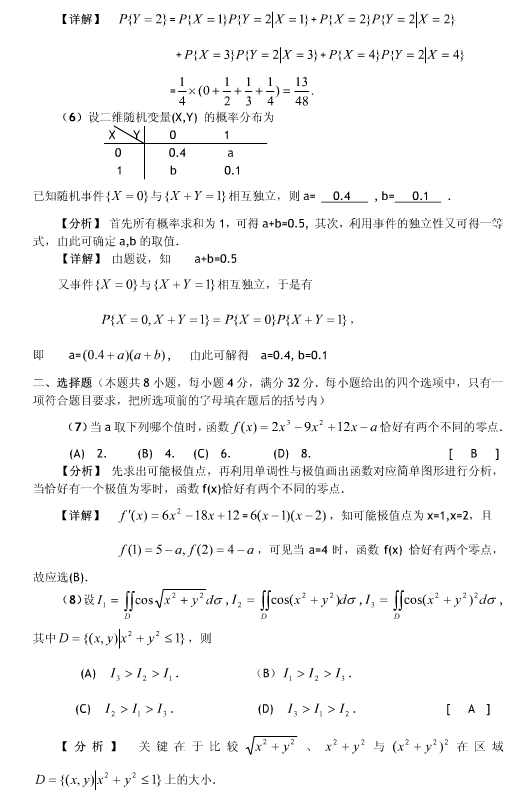 历年考研数学真题下载：2005年考研数学三真题答案