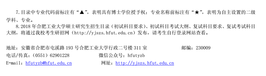 合肥工业大学2018研究生招生简章