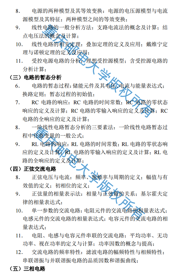 重庆邮电大学2019考研大纲