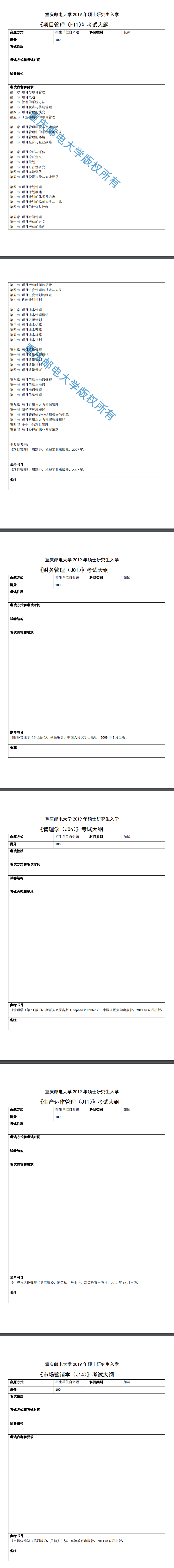 重庆邮电大学2019考研大纲