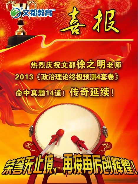 徐之明2013《政治理论终X预测4套卷》与
2013考研思想政治理论真题命中对照表
