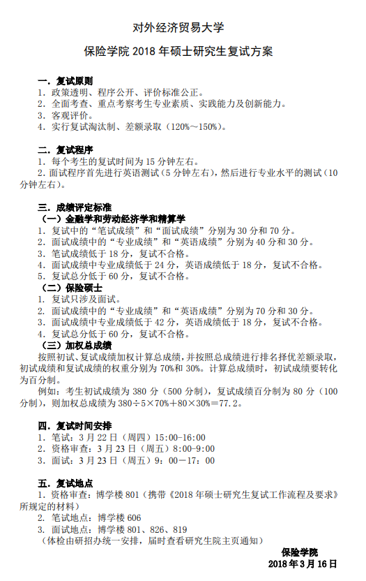 对外经贸2019考研复试时间预测