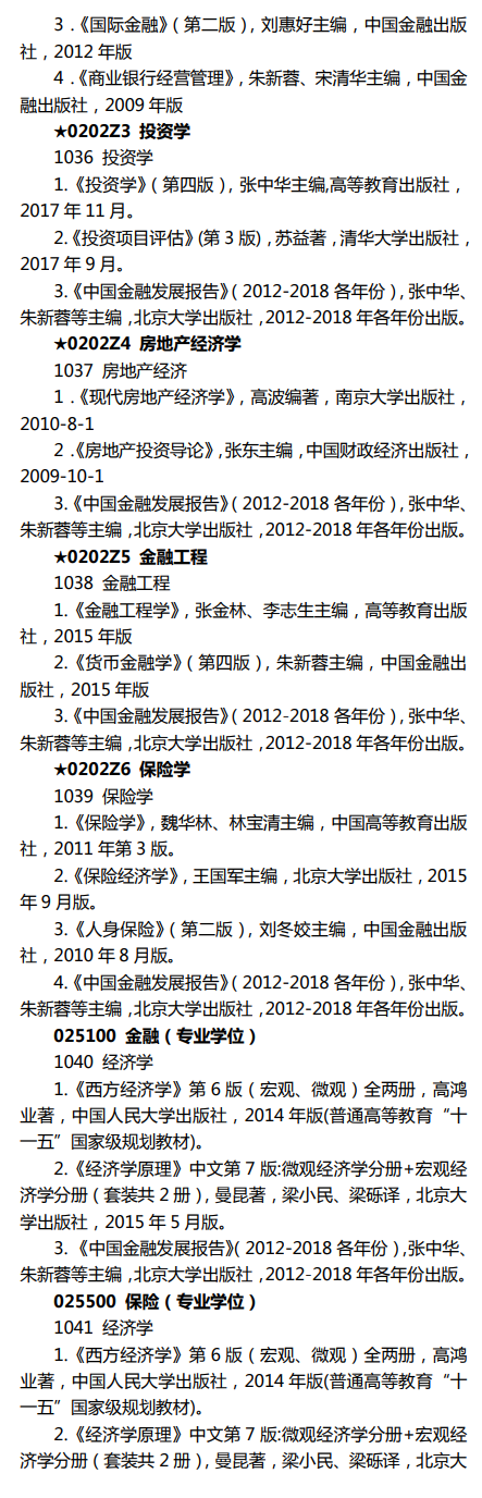 中南财经大学金融学院2019考研复试科目02-文都考研整理发布
